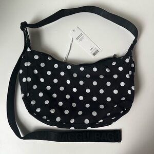 BAGGU Medium Crescent Bag Black and White Polka Dot